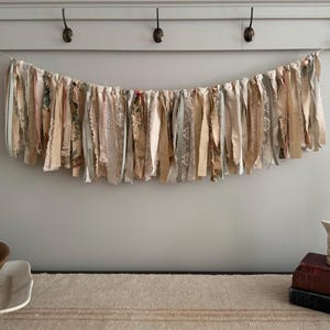 Blush Pink Fabric & Lace Bunting: Shabby Chic Cottagecore Garland Ready to Ship