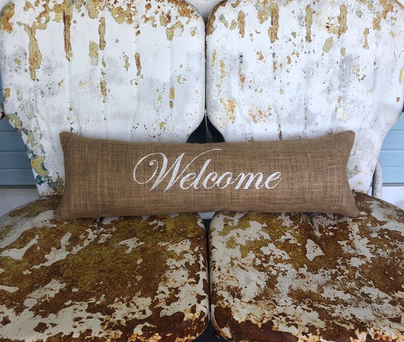 Long Narrow Bench Pillow Burlap Pillow Decorative Etsy