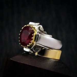 Echter Roter Rubin Ring, Sterling Silber 925 Rubin Ring, Handgemachter Roter Rubin Ring, Geburtstagsgeschenk