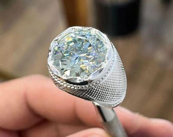 10 karaat gecertificeerde moissaniet diamant sterlingzilveren 925 ring, diamanten verlovingsring heren, cadeau voor hem