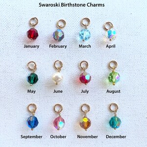 1pc Swarovski Crystal Birthstone charms. 8mm with gold or silver wire wrap. Birthstone dangle necklace or bracelet charm. image 2