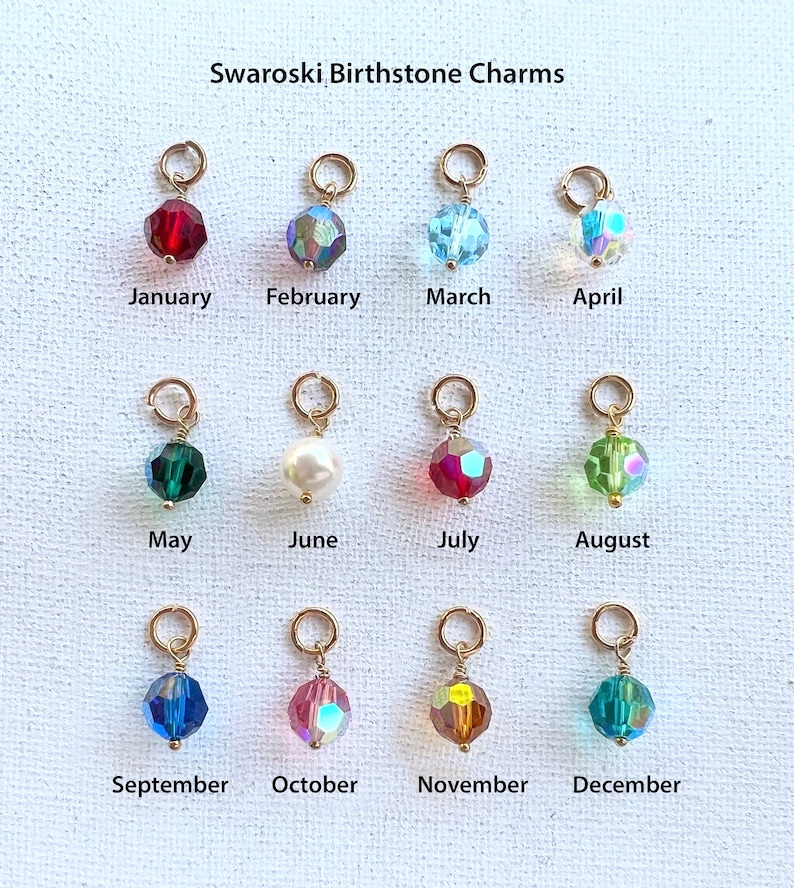 1pc Swarovski Crystal Birthstone charms. 8mm with gold or silver wire wrap. Birthstone dangle necklace or bracelet charm. image 2