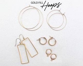 1 pair Gold Fill Earring Hoops 45mm/35mm/15mm choose size and style add your own charms and dangles