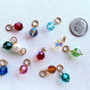 1pc Swarovski Crystal Birthstone charms. 8mm with gold or silver wire wrap. Birthstone dangle necklace or bracelet charm. image 3