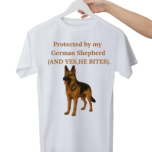 German Shepherd Dog Photo Shirt – Funny Guard Dog T-Shirt – Realistic German Shepherd Print – Gift for Dog Lovers – 100% Cotton