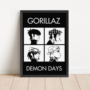 Gorillaz Demon Days, Impresión de arte digital de Gorillaz / Arte mural musical de Gorillaz / Póster de música moderna / Decoración de rock alternativo / Impresión de arte de fan /