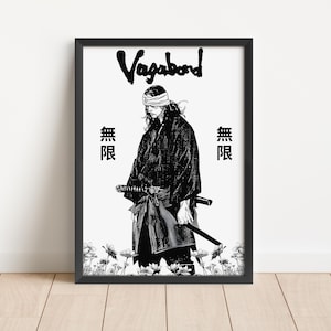 Arte mural de Vagabond, póster de Miyamoto Musashi, impresión de arte japonés, arte samurái, panel de manga, arte de Miyamoto Musashi, impresión de póster de manga de Vagabond