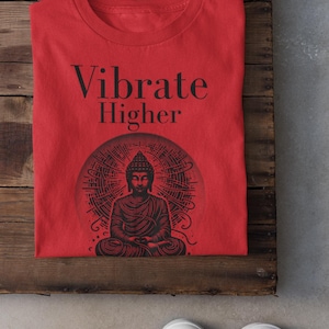Affirmation T-Shirt, Vibrate Higher Shirt, Red T-Shirt,Astrology Gift, Spiritual T-Shirt, Spiritual Apparel, Boho Graphic Tee,Manifest Shirt