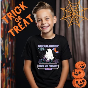 Kids Halloween Shirt: Ghoul Rider Ghost T-Shirt - Spooky Tee I Trick or Treat