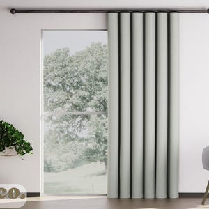 Extra Wide Blackout Curtains for Living Room , Bedroom | Linen Curtains | Linen Blackout Curtains | Free Tiebacks | Light Blocking Curtains