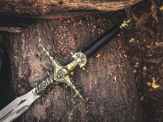 Graveweaver Decorative Fantasy Sword with Leather Sheath & Wall Mount, Gothic Medieval Cosplay Prop Collectible,Gift For Him, Christmas gift