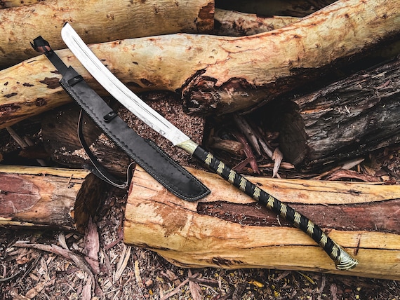 King Elven Fantasy Sword | Hand-Forged Curved Blade, Elven Warrior Collector's Sword, Decorative Prop for Display or Cosplay, Christmas Gift