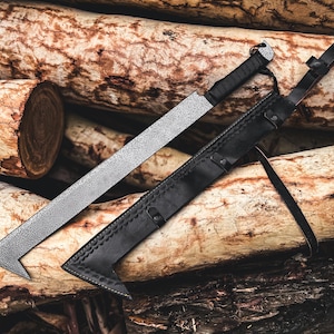 Handmade Fantasy Scimitar Sword | High Carbon Steel Blade with Leather Sheath | Uruk-Inspired Collectible Sword Gift