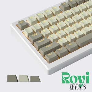 RGB Backlit, Grey & Green Keycaps Set, 166-Keys for Keyboard, Pbt Double-Shot, Shine-Through Keycap, OEM Profile, Fit most US  Uk layout