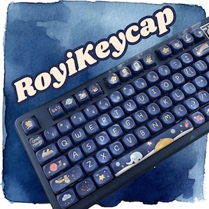 Blue Floral Keycap Set: 126-Key PBT MOA Profile for ANSI Keyboards