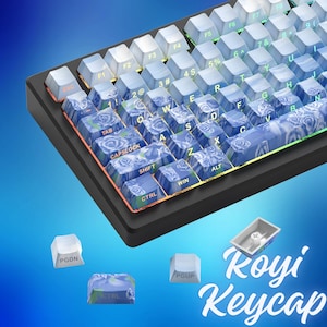 Blue Snow Rose Keycap Set: PBT Cherry Profile, RGB Backlit