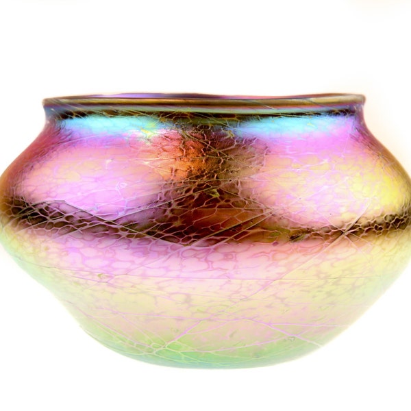 Hand Blown Art Glass Bowl by Eric W. Hansen with Iridescent Luster