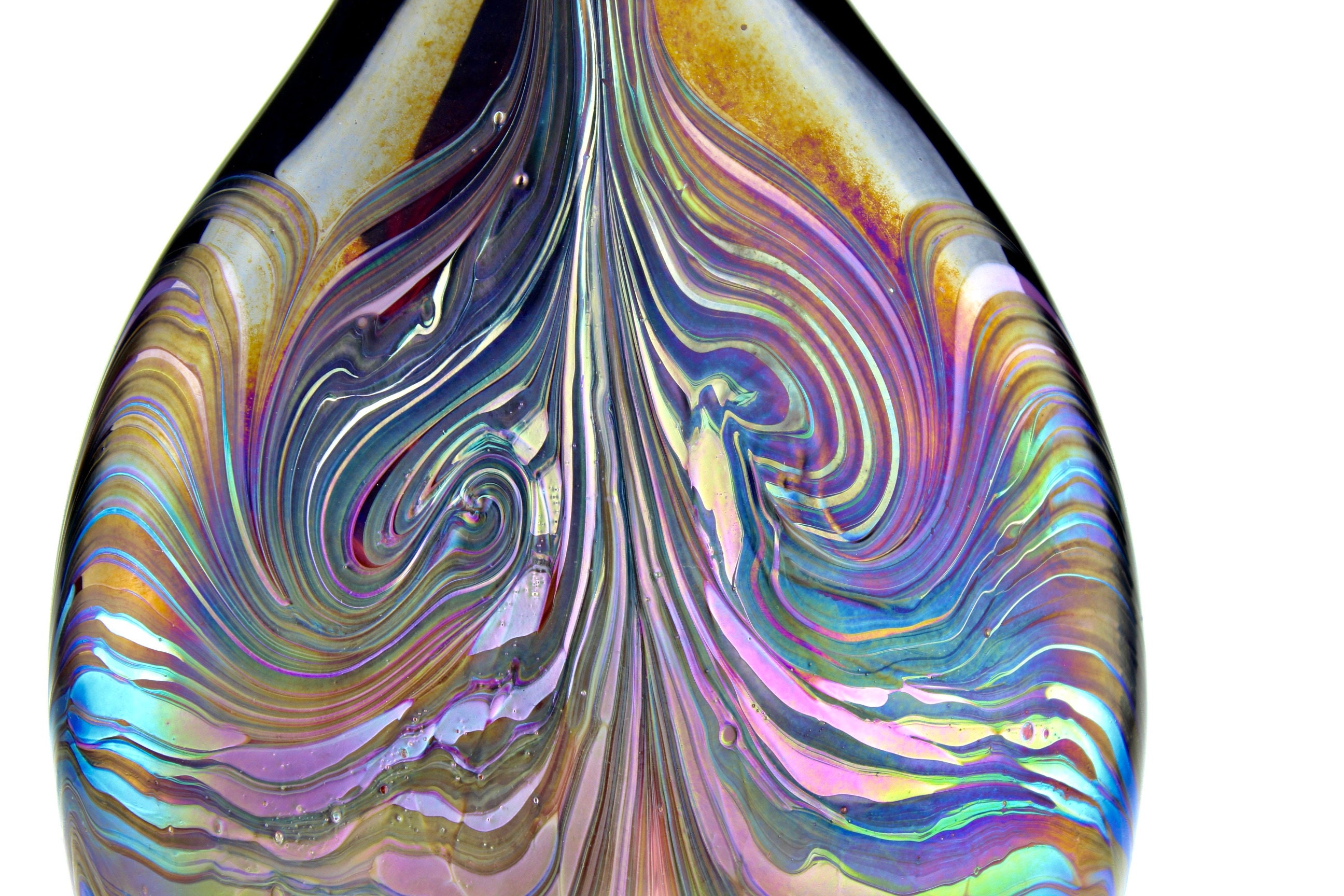 Iridescent Flat Glass Vase by Eric W. Hansen Etsy