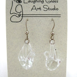 Dove Earrings in Clear Glass-Sculpted Art Glass by Eric W. Hansen image 2