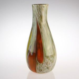 Yellow and Orange Frit Art Glass Vase by Eric W. Hansen