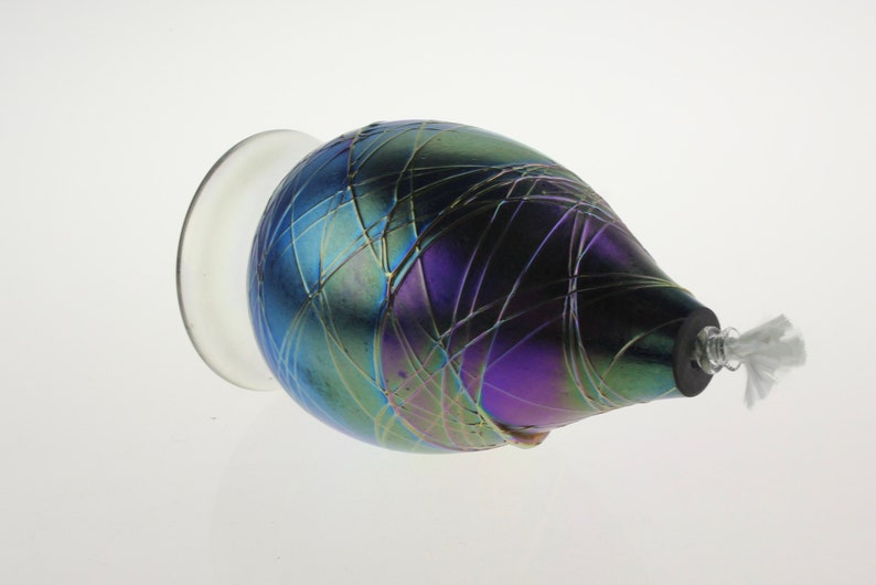 Iridescent Teardrop Oil Lamp Hand Blown Art Glass by Eric W Hansen