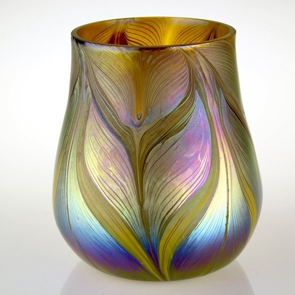 Hand Blown Art Glass Bowl with Iridescent Luster