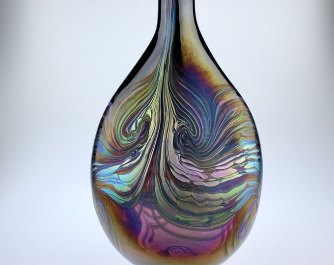 Iridescent Flat Glass Vase by Eric W. Hansen Etsy
