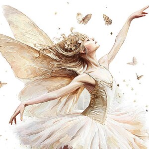 Fairy Ballerina PNG F, Clipart fata, clipart acquerello stampabile, PNG di alta qualità, download digitale, artigianato con la carta