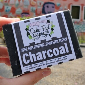 Charcoal soap Natural soap bar, vegan soap men, soap for face and body, vegan soap bar, cruelty free soap, palm free soap, acne salt soap image 5