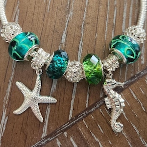 Seahorse / Starfish Pandora European style charm bracelet
