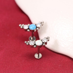 Lip Rings Labret Jewelry Labret Earring Internally Threaded Labret Stud 16G   Titanium Cartilage Piercing Tragus Conch Helix Medusa Piercing