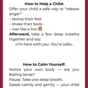 May include: A vertical sign with a white background and maroon borders. The text reads "ARE YOU ANGRY?" and provides guidance on managing anger, including "Roaring Lion" techniques for children and adults.