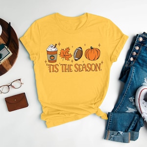 Tis The Season Sweatshirt, Fall Latte Shirt, Thanksgiving Sweatshirt, Pumpkin Spice Shirt, Football Lover Shirt, Fall Football Mom Tee