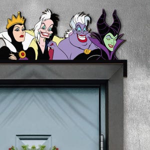 Villains Door Corner Sign, Maleficent, Ursula, Cruella de Vil & Evil Queen Peeking Door Frame Decor, Wicked Villain Home Decor Gift imagem 4