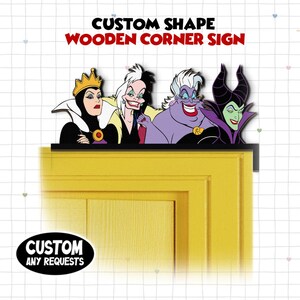 Villains Door Corner Sign, Maleficent, Ursula, Cruella de Vil & Evil Queen Peeking Door Frame Decor, Wicked Villain Home Decor Gift imagem 5