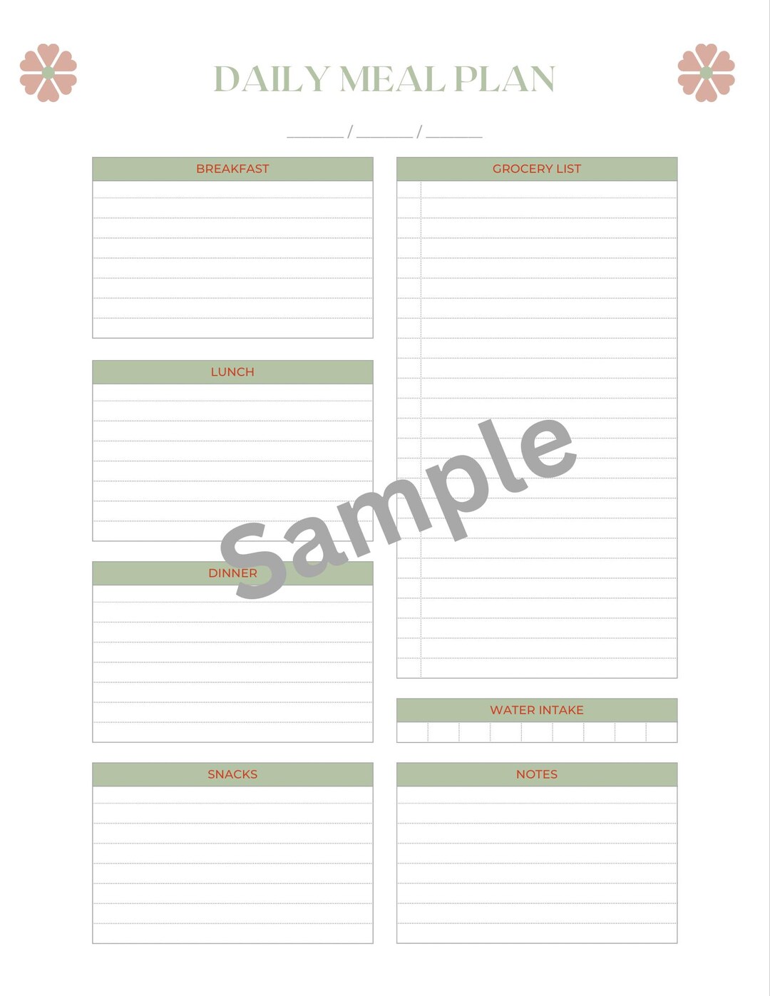 Daily Meal Planner Printable | Food Journal | PDF Download | Track ...