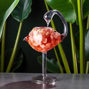 Handmade Glass Swan Cocktail Cup – Artistic Crystal Clear Blown Glass | Elegant Barware Sculpture, Unique Drinkware for Special Occasions