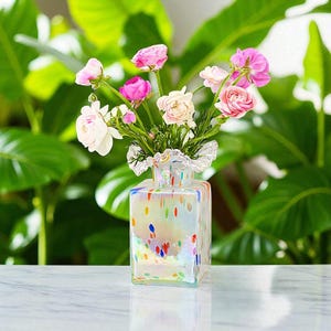 Pure Blown Glass Art Vase – Handmade with Colorful Details, Real Glass Craft for Elegant Home Decor