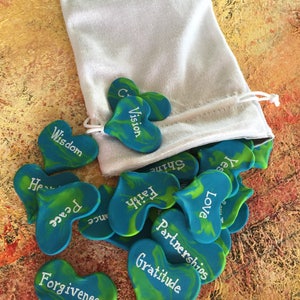 Mother’s Day, Pocket tokens, Mantra stones, house warming gift, inspirational gift, words on tokens, Gratitude game, Natalie Pace