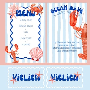 CANVA TEMPLATE ocean wave l uitnodiging l menu l naamkaartjes