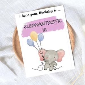 Cartão de aniversário elefantástico | Cartão de feliz aniversário | Cartão de elefante | Cartão de aniversário fofo | Cartão de felicitações | Presente elefantástico | Cartão de comemoração