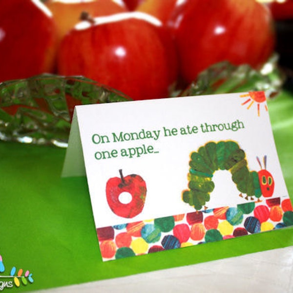 The Very Hungry Caterpillar Themed Food Buffet Tent Cards-Printable File INSTANT Download