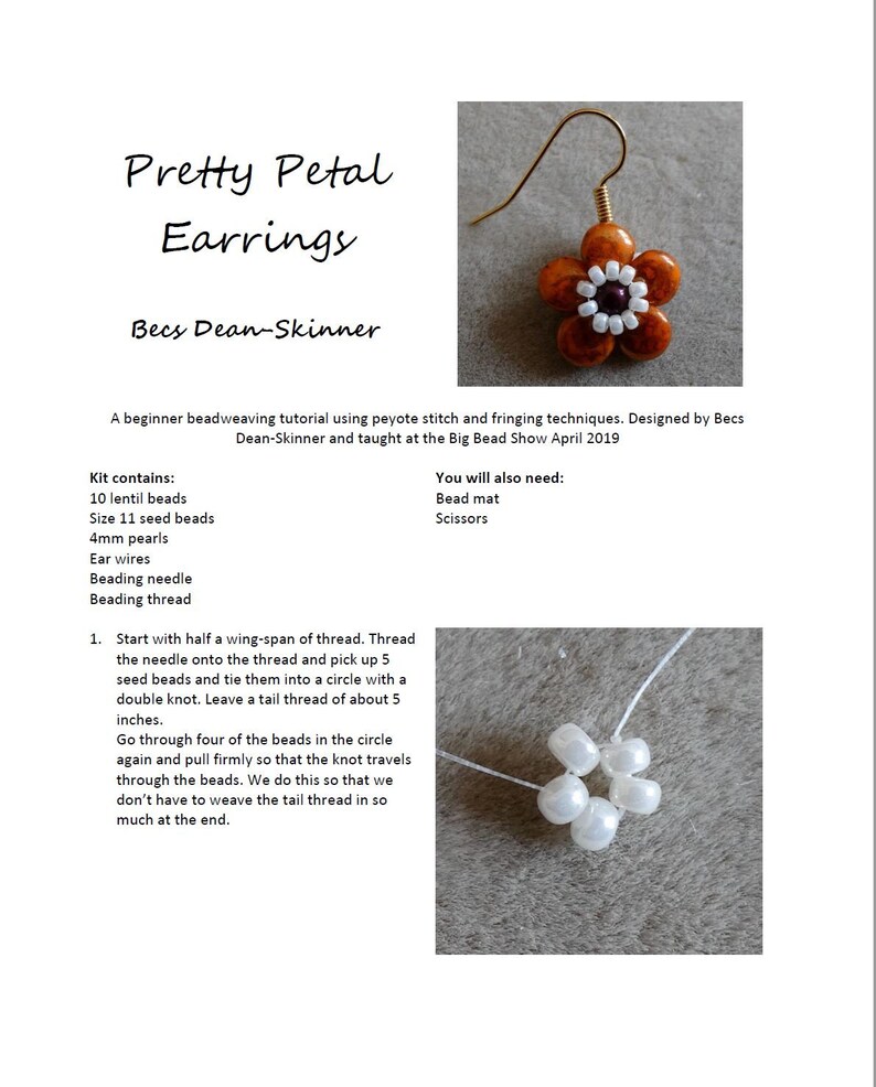 Pretty Petal Beaded Earring Tutorial Etsy