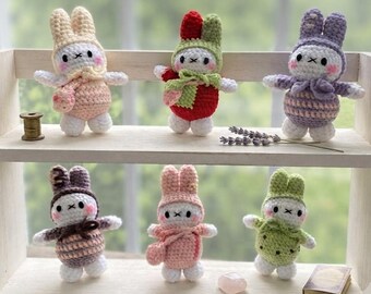 Gehaakte sleutelhanger konijn, schattige pluche amigurumi-konijn, leuk cadeau voor kinderen en vrienden, paasdag