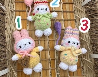 Bunny Miffy Handmade Crochet Lifestyle Keychain Bag With Charm, Cute Amigurumi Plush, Sweet Gift for Kids & Friends, Easter Day.