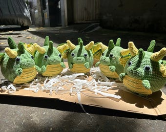 Dragón de peluche a crochet, animal de peluche amigurumi hecho a mano