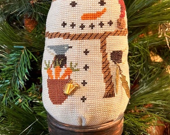 Sowing Carrots Snowman ~ Cross Stitch Pattern ~ PAPER/SHIPPED