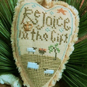 Rejoice in The Gift Ornament ~ Cross Stitch Pattern (&quot;Open Crown&quot; brass charm is included)