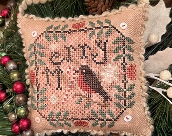 Be Merry Birdie ~ 2023 Annual Sampler Ornament ~ PAPER SHIPPED ~ Cross Stitch Pattern