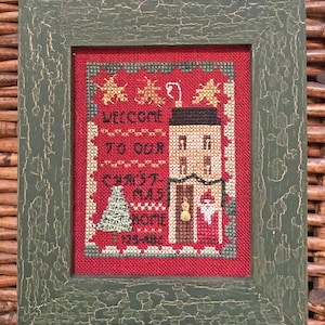Welcome To Our Christmas House ~ Cross Stitch Design + Pineapple Brass Charm